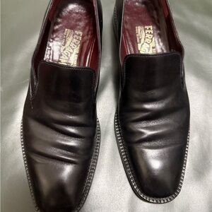 Salvatore Ferragamo Black Leather Slip-On Loafers